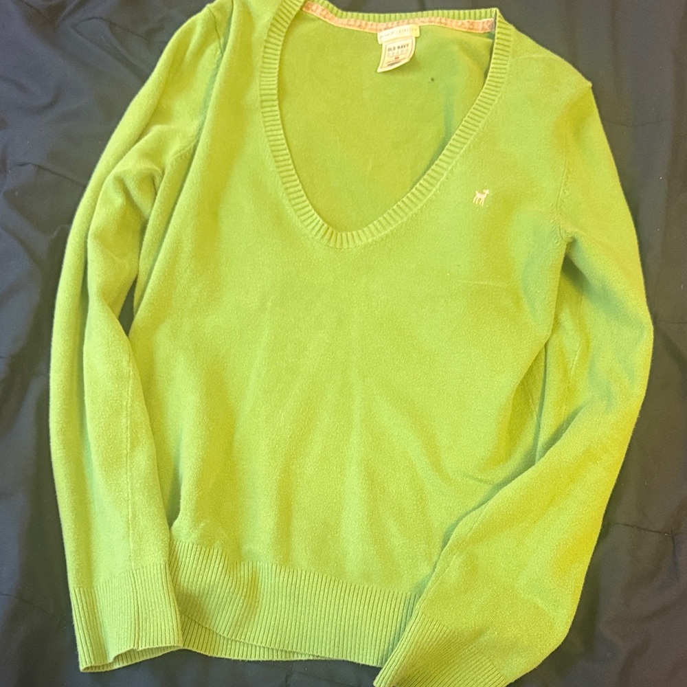 Old Navy Bright Green V-Neck Sweater